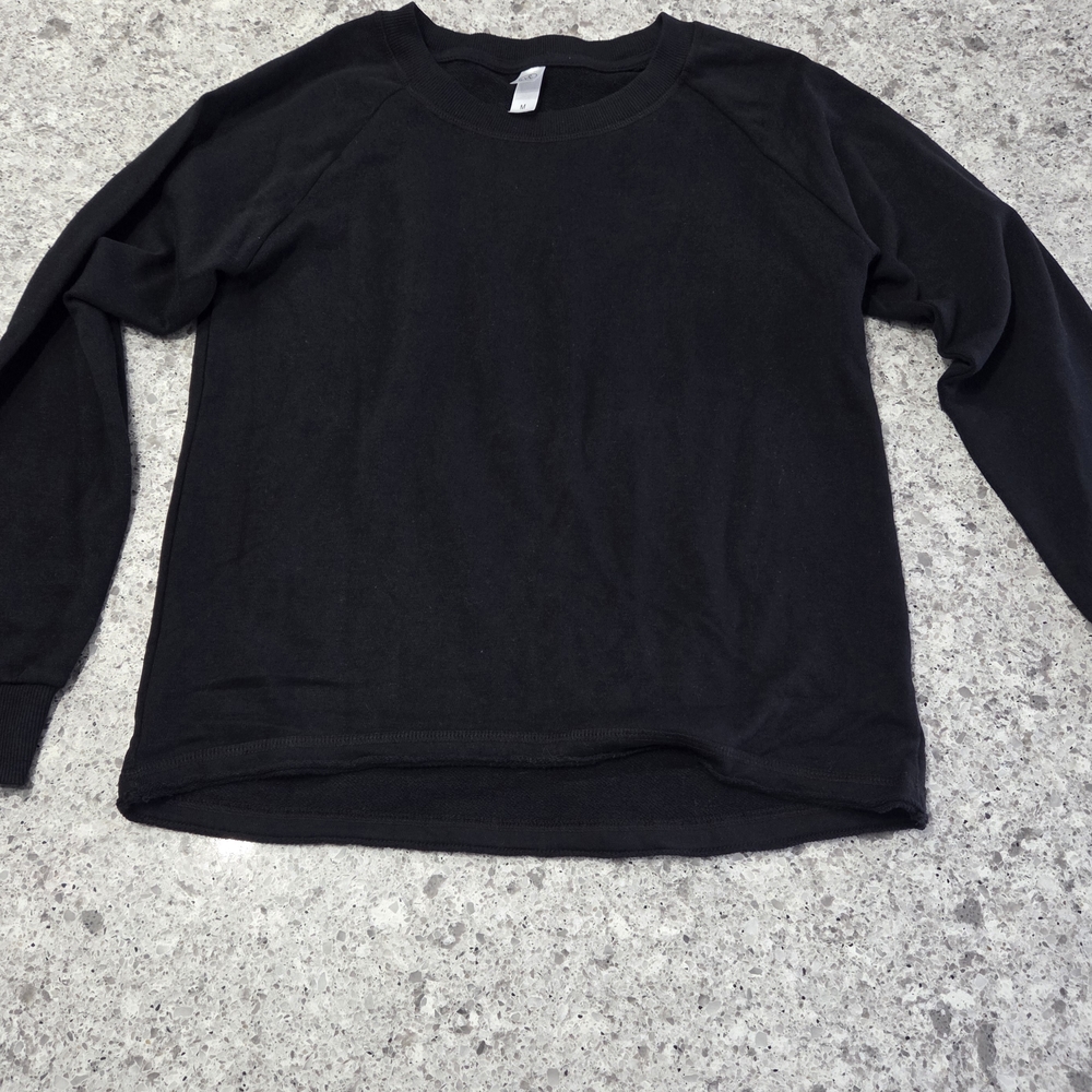 Alternative Apparel Black Distressed Crewneck Pullover Sweatshirt Womens Size M